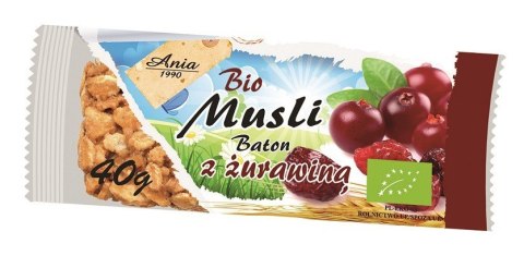 BATON MUSLI Z ŻURAWINĄ BIO 40 g - BIO ANIA