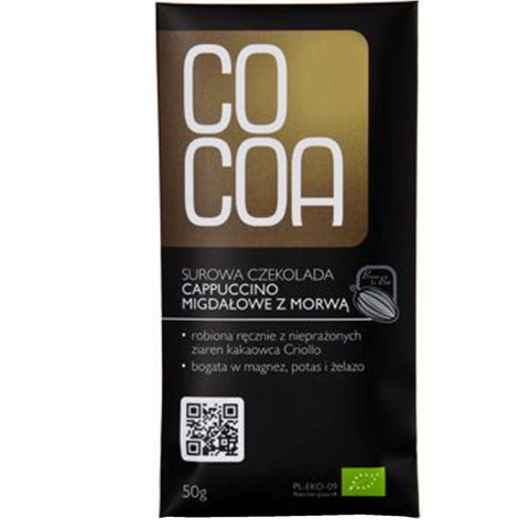 CZEKOLADA SUROWA CAPPUCCINO MIGDAŁOWE Z MORWĄ BIO 50 g - COCOA