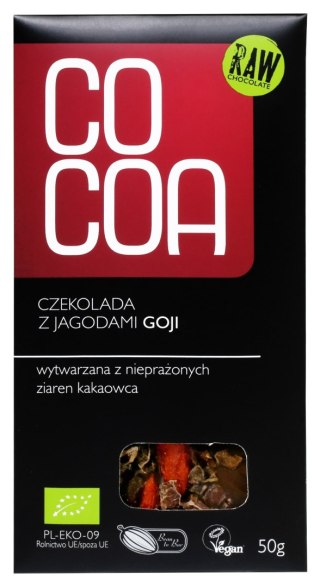 CZEKOLADA SUROWA Z JAGODAMI GOJI BIO 50 g - COCOA