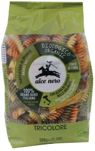 MAKARON (SEMOLINOWY TRÓJKOLOROWY) FUSILLI BIO 500 g - ALCE NERO