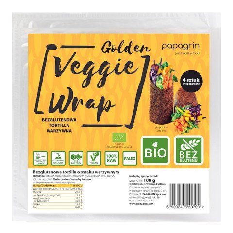 TORTILLA WRAPS WARZYWNA ZŁOTA BEZGLUTENOWA BIO 100 g - PAPAGRIN