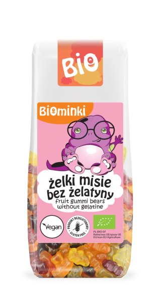 ŻELKI MISIE BEZ ŻELATYNY BEZGLUTENOWE BIO 100 g - BIOMINKI