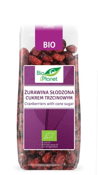 ŻURAWINA SŁODZONA CUKREM TRZCINOWYM BIO 100 g - BIO PLANET