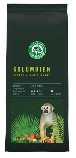 KAWA ZIARNISTA ARABICA 100 % KOLUMBIA BIO 250 g - LEBENSBAUM