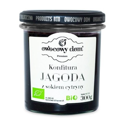 KONFITURA JAGODA Z SOKIEM Z CYTRYNY BIO 300 g - OWOCOWY DOM