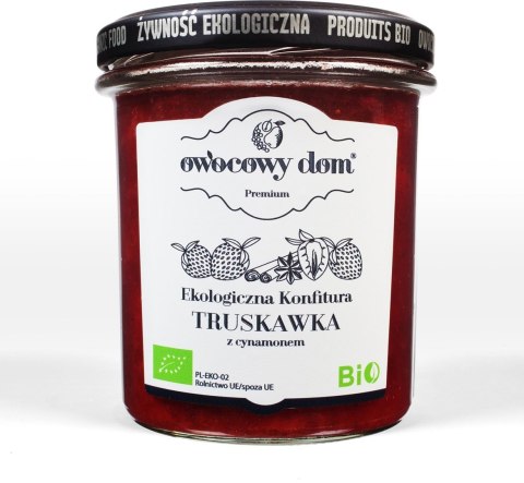 KONFITURA TRUSKAWKA Z CYNAMONEM BIO 300 g - OWOCOWY DOM