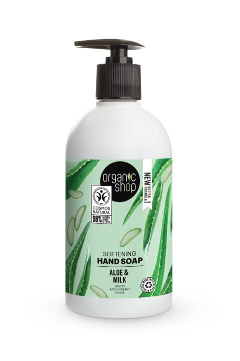 MYDŁO W PŁYNIE DO RĄK ZMIĘKCZAJĄCE ALOES I PROTEINY MLEKA ECO 500 ml - ORGANIC SHOP