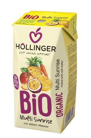 NEKTAR WIELOOWOCOWY + MARCHEW BEZ DODATKU CUKRÓW (MULTI SUNRISE) BIO 200 ml - HOLLINGER