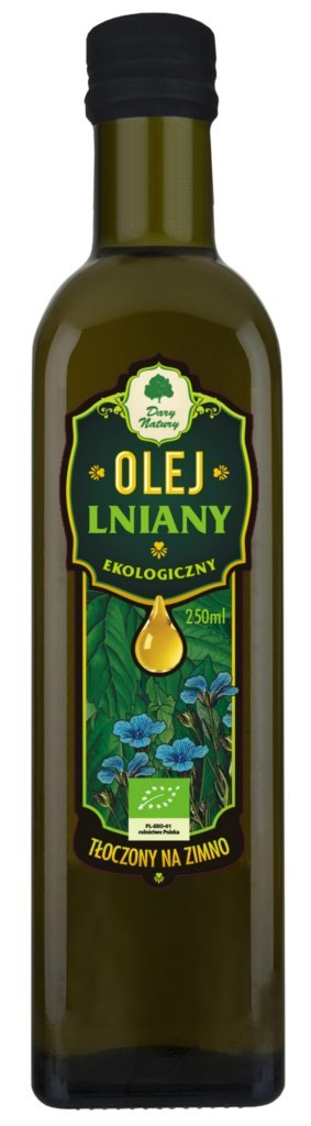 OLEJ LNIANY TŁOCZONY NA ZIMNO BIO 250 ml - DARY NATURY