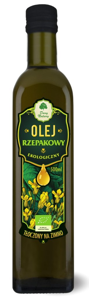 OLEJ RZEPAKOWY TŁOCZONY NA ZIMNO BIO 500 ml - DARY NATURY