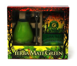 ZESTAW YERBA MATE BIO 400 g, MATERO (LOSOWY WZÓR), BOMBILLA - ORGANIC MATE GREEN