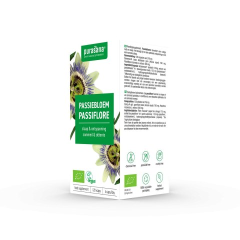 MĘCZENNICA CIELISTA (PASSIFLORA) BIO (125 mg) 120 KAPSUŁEK - PURASANA