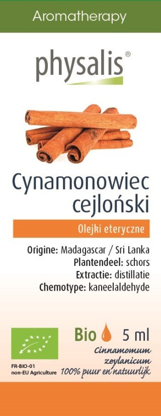 OLEJEK ETERYCZNY CYNAMONOWIEC CEJLOŃSKI BIO 5 ml - PHYSALIS