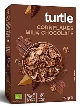 PŁATKI KUKURYDZIANE W POLEWIE Z MLECZNEJ CZEKOLADY BEZGLUTENOWE BIO 250 g - TURTLE