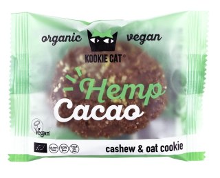 CIASTKO WEGAŃSKIE Z NASIONAMI KONOPI I KAKAO BEZGLUTENOWE BIO 50 g - KOOKIE CAT