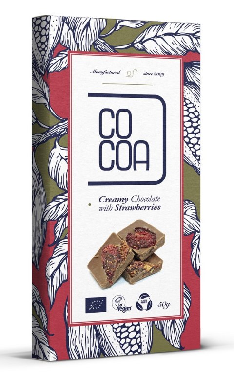 CZEKOLADA CREAMY Z TRUSKAWKAMI BIO 50 g - COCOA