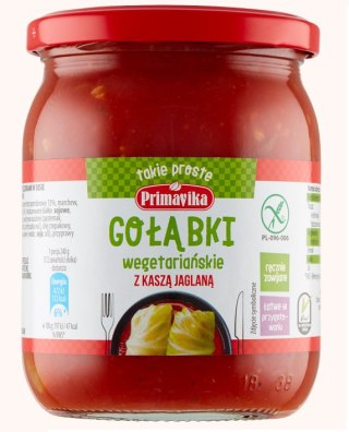 GOŁĄBKI WEGAŃSKIE Z KASZĄ JAGLANĄ I PIECZARKAMI W SOSIE POMIDOROWYM BEZGLUTENOWE 480 g - PRIMAVIKA