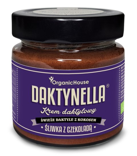 KREM KOKOSOWO - DAKTYLOWY ŚLIWKA Z CZEKOLADĄ BEZGLUTENOWY BIO 190 g - ORGANICHOUSE (DAKTYNELLA)