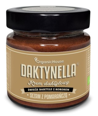 KREM KOKOSOWO - DAKTYLOWY Z SEZAMEM I POMARAŃCZĄ BEZGLUTENOWY BIO 190 g - ORGANICHOUSE (DAKTYNELLA)