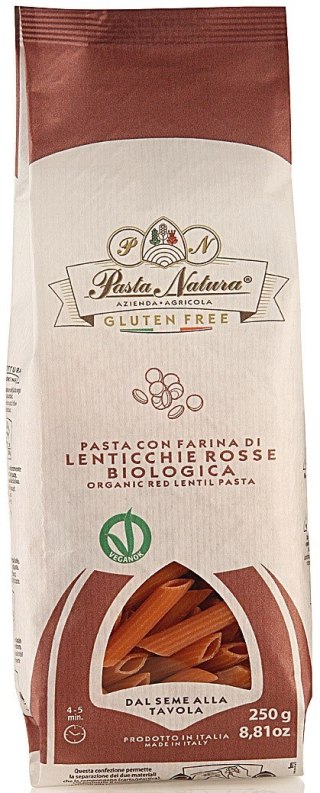 MAKARON PROTEINOWY (Z SOCZEWICY CZERWONEJ) PENNE BEZGLUTENOWY BIO 250 g - PASTA NATURA