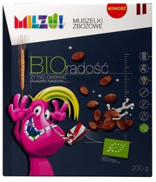 MUSZELKI ŻYTNIO - OWSIANE KAKAOWE "RADOŚĆ" BIO 200 g - MILZU