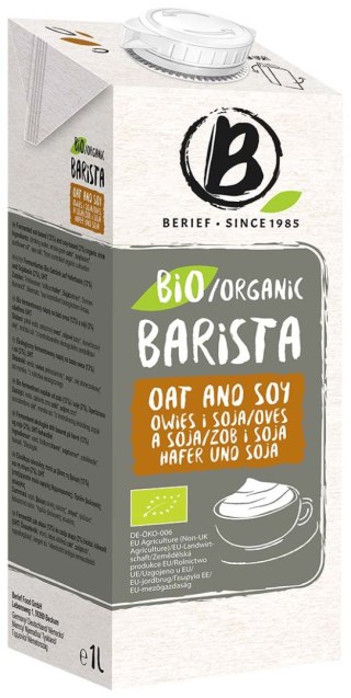 NAPÓJ OWSIANO - SOJOWY BARISTA BEZ DODATKU CUKRÓW BIO 1 L - BERIEF