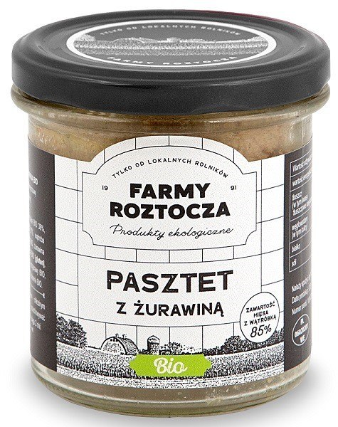 PASZTET DROBIOWO - WIEPRZOWY Z ŻURAWINĄ BIO 180 g (SŁOIK) - FARMY ROZTOCZA