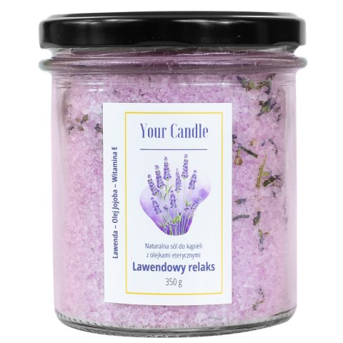 SÓL DO KĄPIELI NATURALNA Z OLEJKAMI ETERYCZNYMI LAWENDOWY RELAKS 350 g - YOUR CANDLE