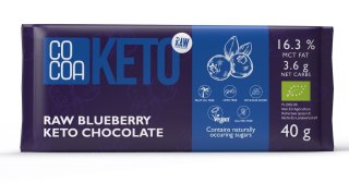 CZEKOLADA Z JAGODAMI I OLEJEM MCT BEZ DODATKU CUKRU BEZGLUTENOWA KETO BIO 40 g - COCOA