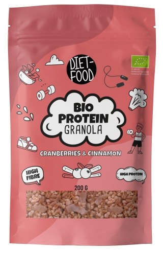 GRANOLA PROTEINOWA ŻURAWINA I CYNAMON BIO 200 g - DIET-FOOD