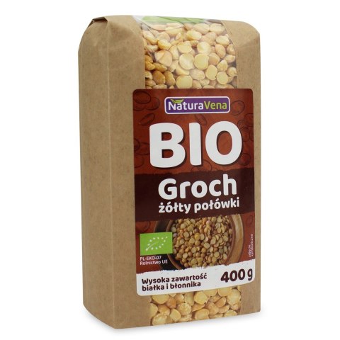 GROCH ŻÓŁTY POŁÓWKI BIO 400 g - NATURAVENA