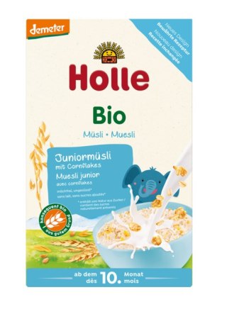 KASZKA MUSLI JUNIOR Z PŁATKAMI KUKURYDZIANYMI BEZ DODATKU CUKRÓW OD 10 MIESIĄCA DEMETER BIO 250 g - HOLLE