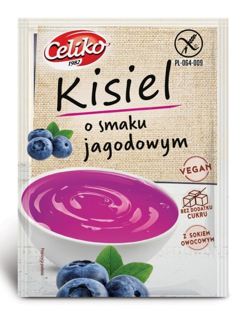 KISIEL O SMAKU JAGODOWYM BEZ DODATKU CUKRU BEZGLUTENOWY 40 g - CELIKO