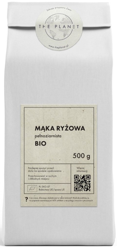 MĄKA RYŻOWA PEŁNOZIARNISTA BIO 500 g - THE PLANET