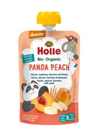 MUS W TUBCE BRZOSKWINIOWA PANDA (BRZOSKWINIA - BANAN - MORELA - ORKISZ) BEZ DODATKU CUKRÓW OD 8 MIESIĄCA DEMETER BIO 100 g - HOL