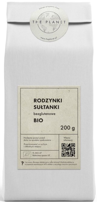 RODZYNKI SUŁTANKI BEZGLUTENOWE BIO 200 g - THE PLANET