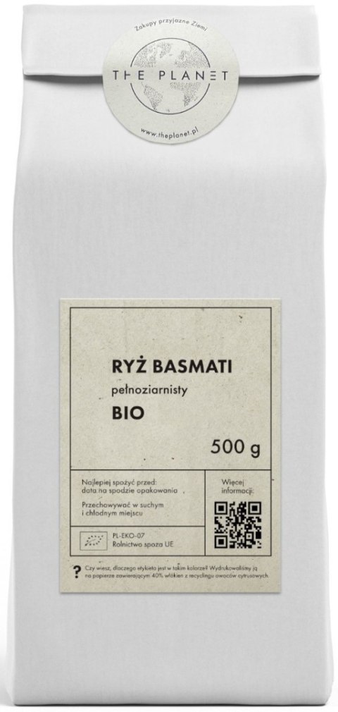 RYŻ BASMATI PEŁNOZIARNISTY BIO 500 g - THE PLANET