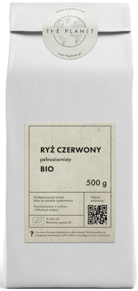 RYŻ CZERWONY PEŁNOZIARNISTY BIO 500 g - THE PLANET