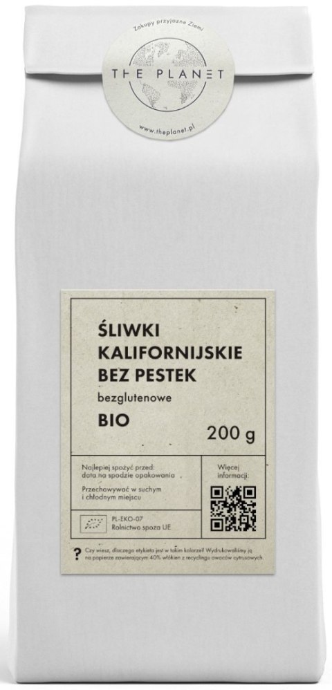 ŚLIWKI KALIFORNIJSKIE SUSZONE BEZGLUTENOWE BIO 200 g - THE PLANET