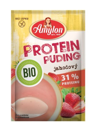 BUDYŃ PROTEINOWY TRUSKAWKOWY BEZ DODATKU CUKRU BEZGLUTENOWY BIO 45 g - AMYLON