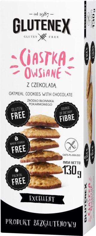 CIASTKA OWSIANE Z CZEKOLADĄ BEZGLUTENOWE 130 g - GLUTENEX