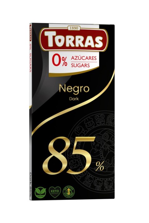 CZEKOLADA GORZKA 85 % BEZ CUKRU BEZGLUTENOWA 75 g - TORRAS