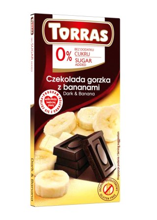 CZEKOLADA GORZKA Z BANANAMI BEZ DODATKU CUKRU BEZGLUTENOWA 75 g - TORRAS