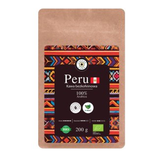 KAWA ZIARNISTA BEZKOFEINOWA ARABICA 100 % PERU BIO 200 g - ECOBLIK