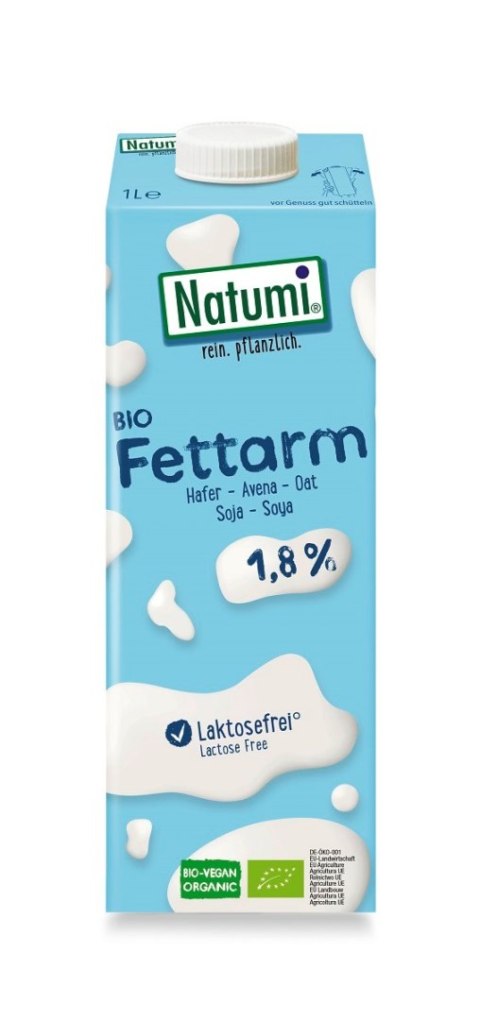 NAPÓJ OWSIANO - SOJOWY 1,8 % BEZ DODATKU CUKRÓW BIO 1 L - NATUMI