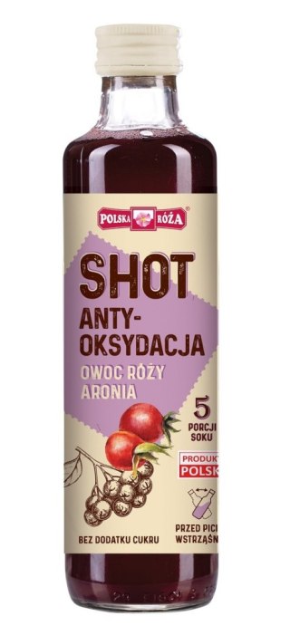 SHOT ANTYOKSYDACJA OWOC RÓŻY - ARONIA BEZ DODATKU CUKRU 250 ml - POLSKA RÓŻA