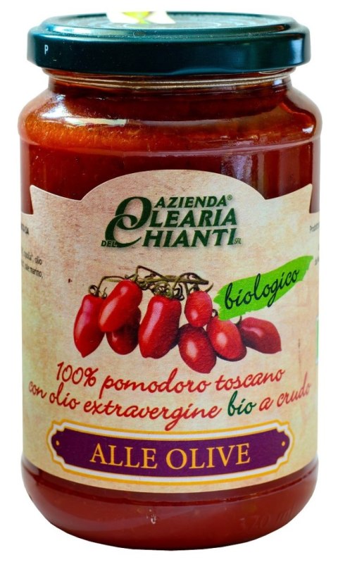 SOS POMIDOROWY Z TOSKAŃSKICH POMIDORÓW Z OLIWKAMI BEZGLUTENOWY BIO 340 g - AZIENDA OLEARIA CHIANTI