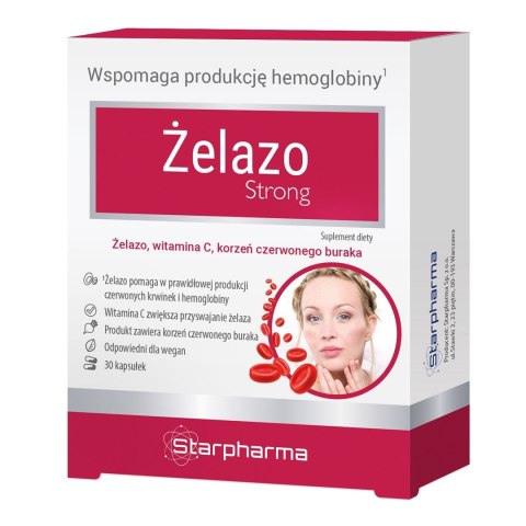 ŻELAZO STRONG NA WSPARCIE PRODUKCJI HEMOGLOBINY 30 KAPSUŁEK - STARPHARMA