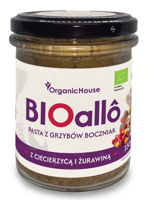 BIOALLO - PASTA Z GRZYBÓW BOCZNIAK Z CIECIERZYCĄ I ŻURAWINĄ BIO 180 g - ORGANICHOUSE