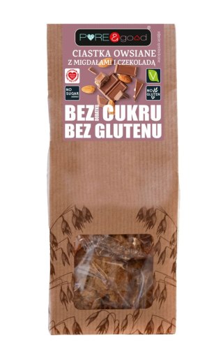 CIASTKA OWSIANE Z MIGDAŁAMI I CZEKOLADĄ BEZ DODATKU CUKRU BEZGLUTENOWE 150 g - PURE&GOOD